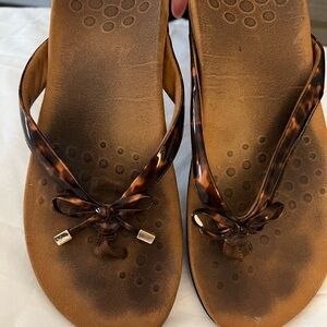 Vionic Brown and Black Sandals with Braided Straps